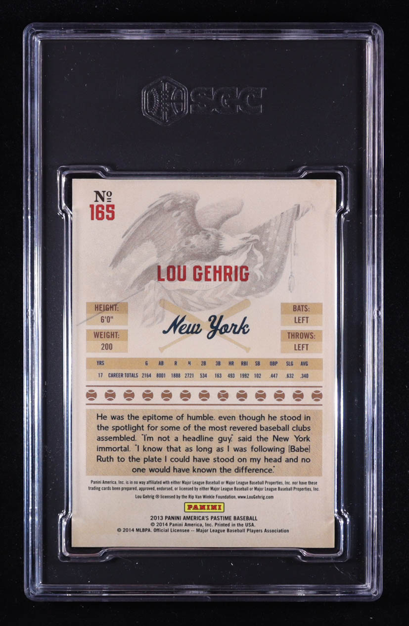 Lou Gehrig 2013 Panini America's Pastime Green #165 #03/10 (SGC 9.5) at PristineAuction.com Lou Gehrig 2013 Panini America's Pastime Green #165 #03/10 (SGC 9.5) at PristineAuction.com