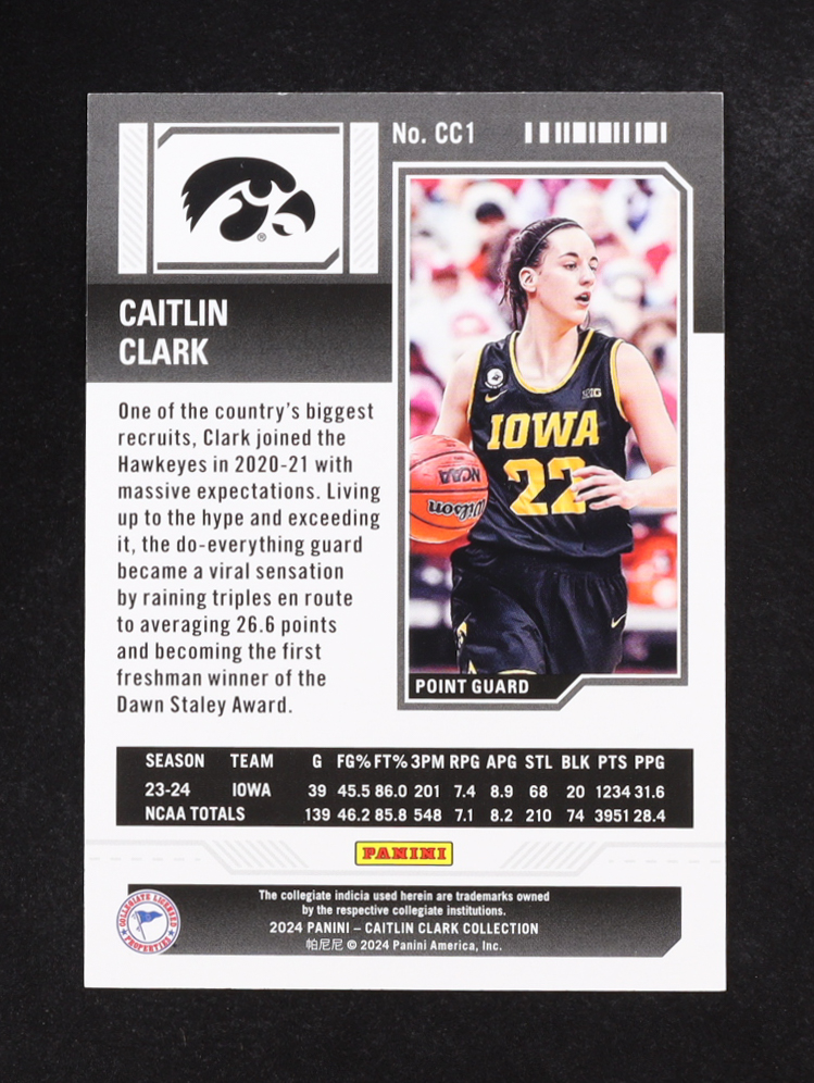 Caitlin Clark 2023-24 Panini Contenders Season Ticket #CC1 RC at PristineAuction.com Caitlin Clark 2023-24 Panini Contenders Season Ticket #CC1 RC at PristineAuction.com