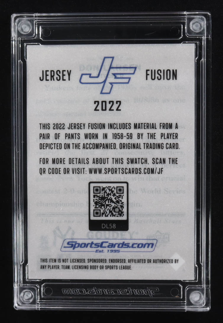 Don Larsen 2022 Jersey Fusion Game-Used Swatch #DL58 at PristineAuction.com Don Larsen 2022 Jersey Fusion Game-Used Swatch #DL58 at PristineAuction.com