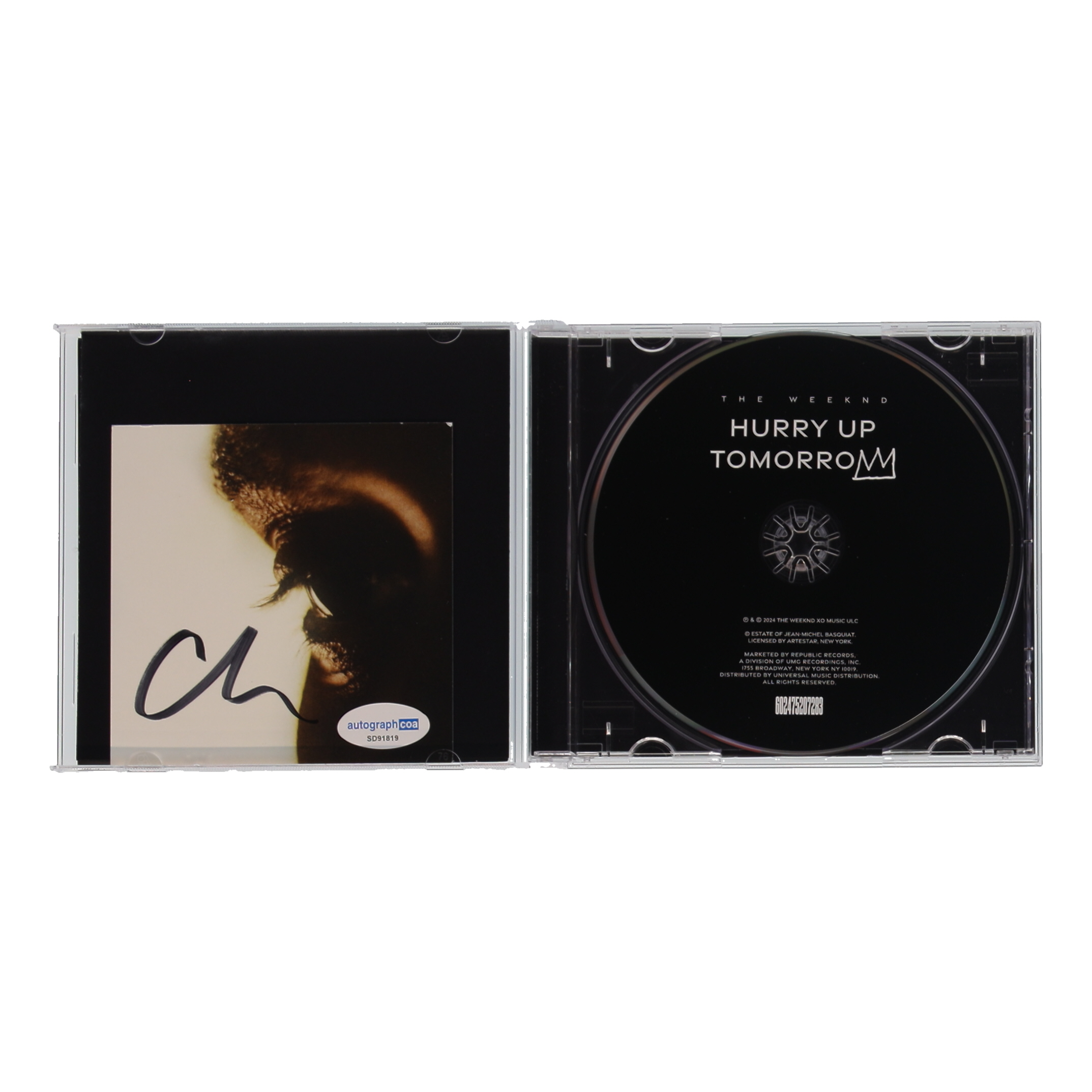 The Weeknd Signed "Hurry Up Tomorrow" CD Album Insert With Disc (ACOA) at PristineAuction.com The Weeknd Signed "Hurry Up Tomorrow" CD Album Insert With Disc (ACOA) at PristineAuction.com