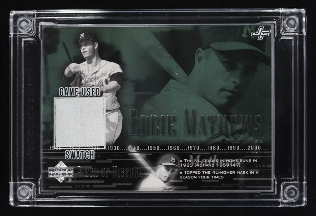Eddie Mathews 2022 Jersey Fusion Game-Used Swatch #EM72 at PristineAuction.com Eddie Mathews 2022 Jersey Fusion Game-Used Swatch #EM72 at PristineAuction.com