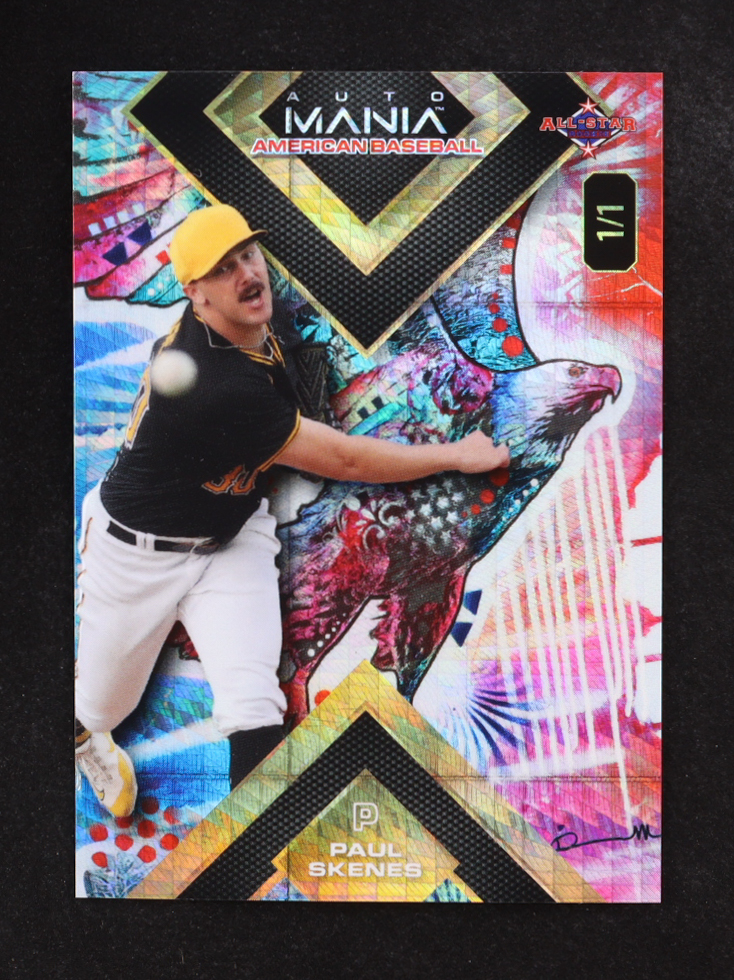 Paul Skenes 2024 Wild Card Auto Mania American All-Star Square Red Blue Eagle Holo #AMASQPS2 #1/1 RC at PristineAuction.com Paul Skenes 2024 Wild Card Auto Mania American All-Star Square Red Blue Eagle Holo #AMASQPS2 #1/1 RC at PristineAuction.com
