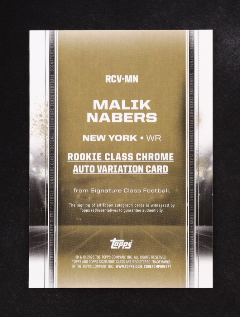 Malik Nabers 2024 Topps Signature Class Chrome Rookie Autographs #RCV-MN RC at PristineAuction.com Malik Nabers 2024 Topps Signature Class Chrome Rookie Autographs #RCV-MN RC at PristineAuction.com