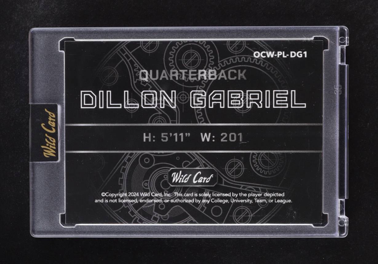 Dillion Gabriel 2024 Wild Card QB 1 On The Clock #OCW-PL-DG1 RC #18/20 at PristineAuction.com Dillion Gabriel 2024 Wild Card QB 1 On The Clock #OCW-PL-DG1 RC #18/20 at PristineAuction.com