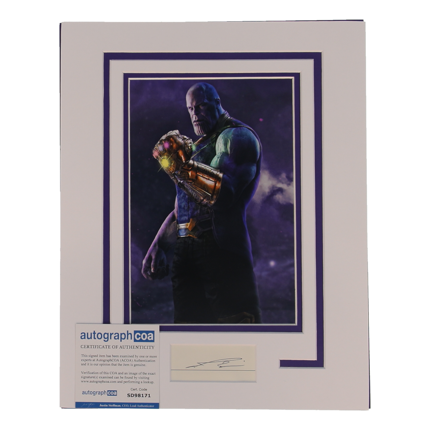 Josh Brolin Signed “Avengers” Cut Lithograph Display with Photo (ACOA) at PristineAuction.com Josh Brolin Signed “Avengers” Cut Lithograph Display with Photo (ACOA) at PristineAuction.com