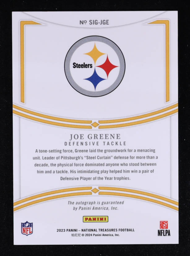 Joe Greene 2023 Panini National Treasures Signatures Emerald #80 #2/5 at PristineAuction.com Joe Greene 2023 Panini National Treasures Signatures Emerald #80 #2/5 at PristineAuction.com