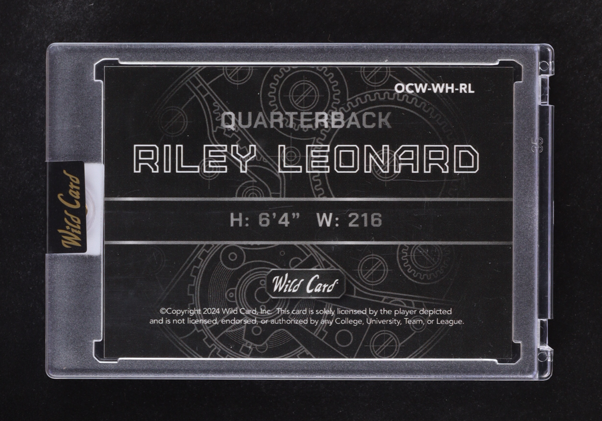 Riley Leonard 2024 Wild Card QB 1 On The Clock #OCW-WH-RL RC #1/3 at PristineAuction.com Riley Leonard 2024 Wild Card QB 1 On The Clock #OCW-WH-RL RC #1/3 at PristineAuction.com