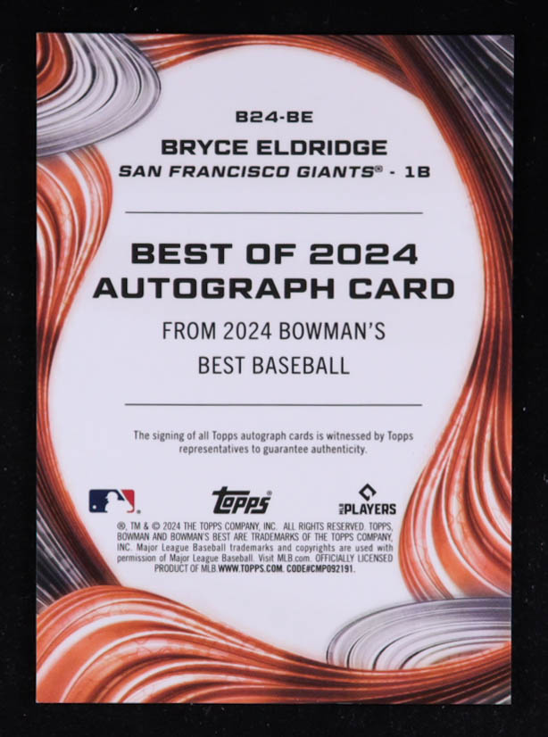 Bryce Eldridge 2024 Bowman's Best Best of '24 Autographs #B24BE RC at PristineAuction.com Bryce Eldridge 2024 Bowman's Best Best of '24 Autographs #B24BE RC at PristineAuction.com