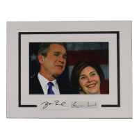 George W. Bush & Laura Bush Signed Custom Matted Cut Display (ACOA) at PristineAuction.com