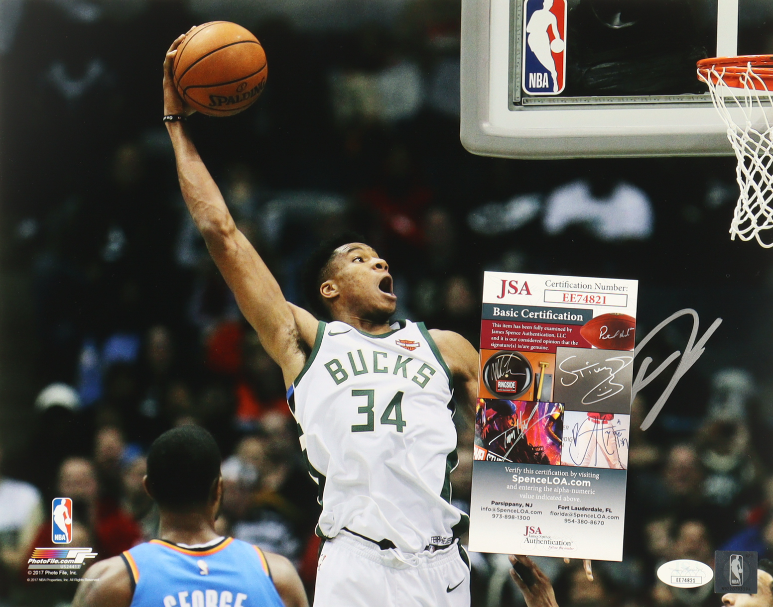 Giannis Antetokounmpo Signed Bucks 11x14 Photo (JSA) at PristineAuction.com Giannis Antetokounmpo Signed Bucks 11x14 Photo (JSA) at PristineAuction.com
