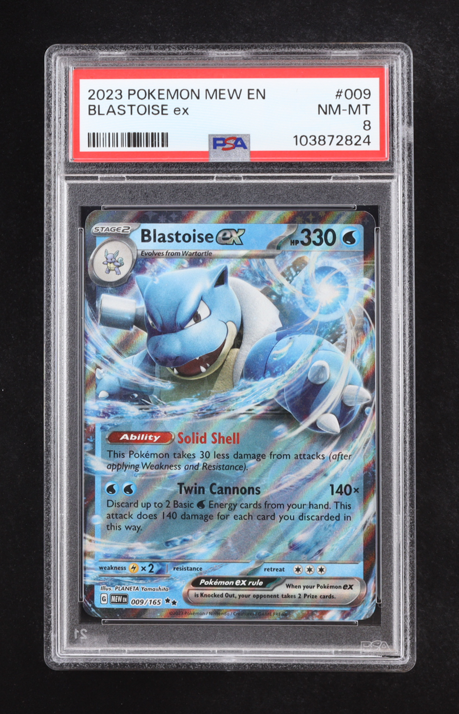 Blastoise Ex 2023 Pokemon Mew En #009 (PSA 8) at PristineAuction.com Blastoise Ex 2023 Pokemon Mew En #009 (PSA 8) at PristineAuction.com