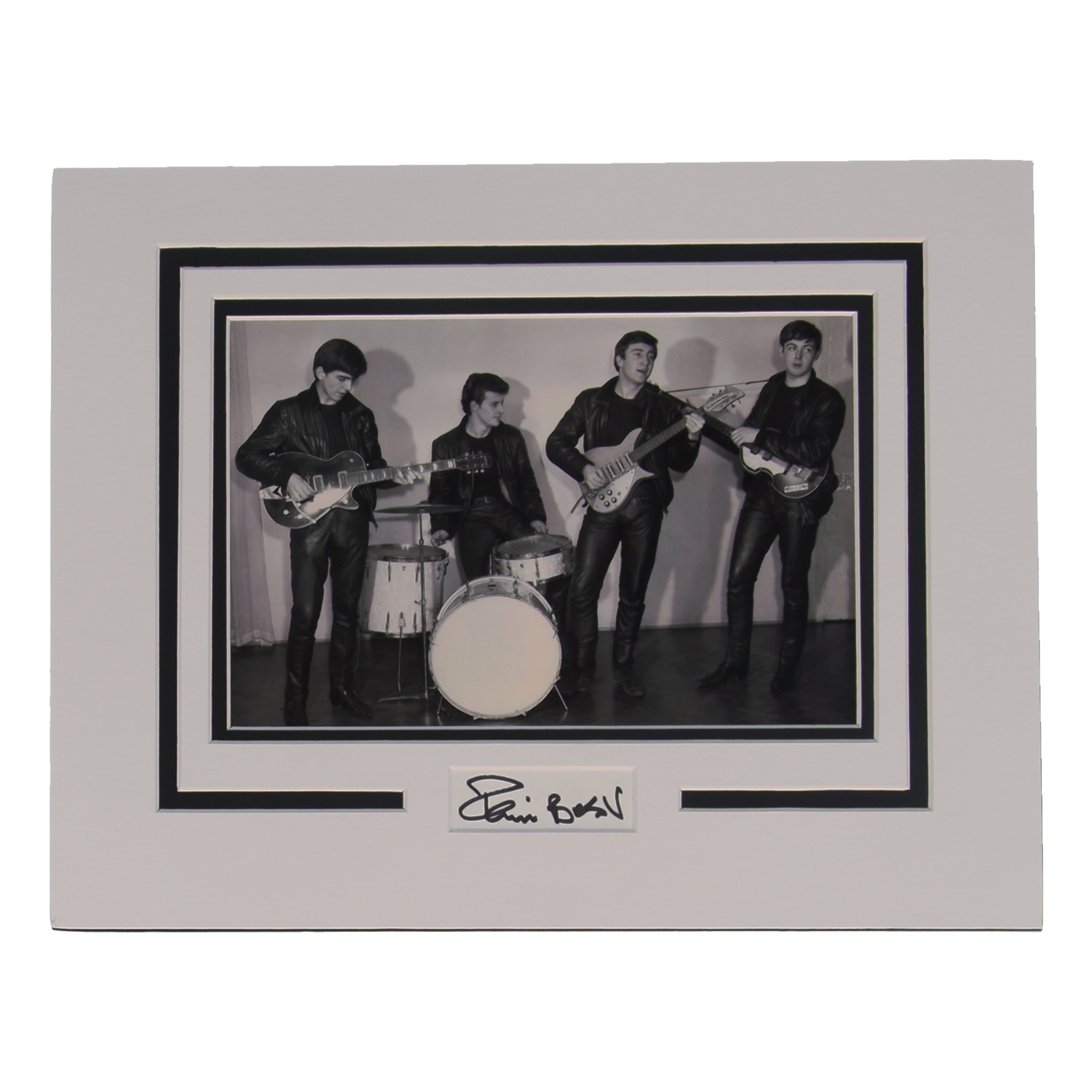 Pete Best Signed Cut Lithograph Display with Photo (ACOA) at PristineAuction.com Pete Best Signed Cut Lithograph Display with Photo (ACOA) at PristineAuction.com
