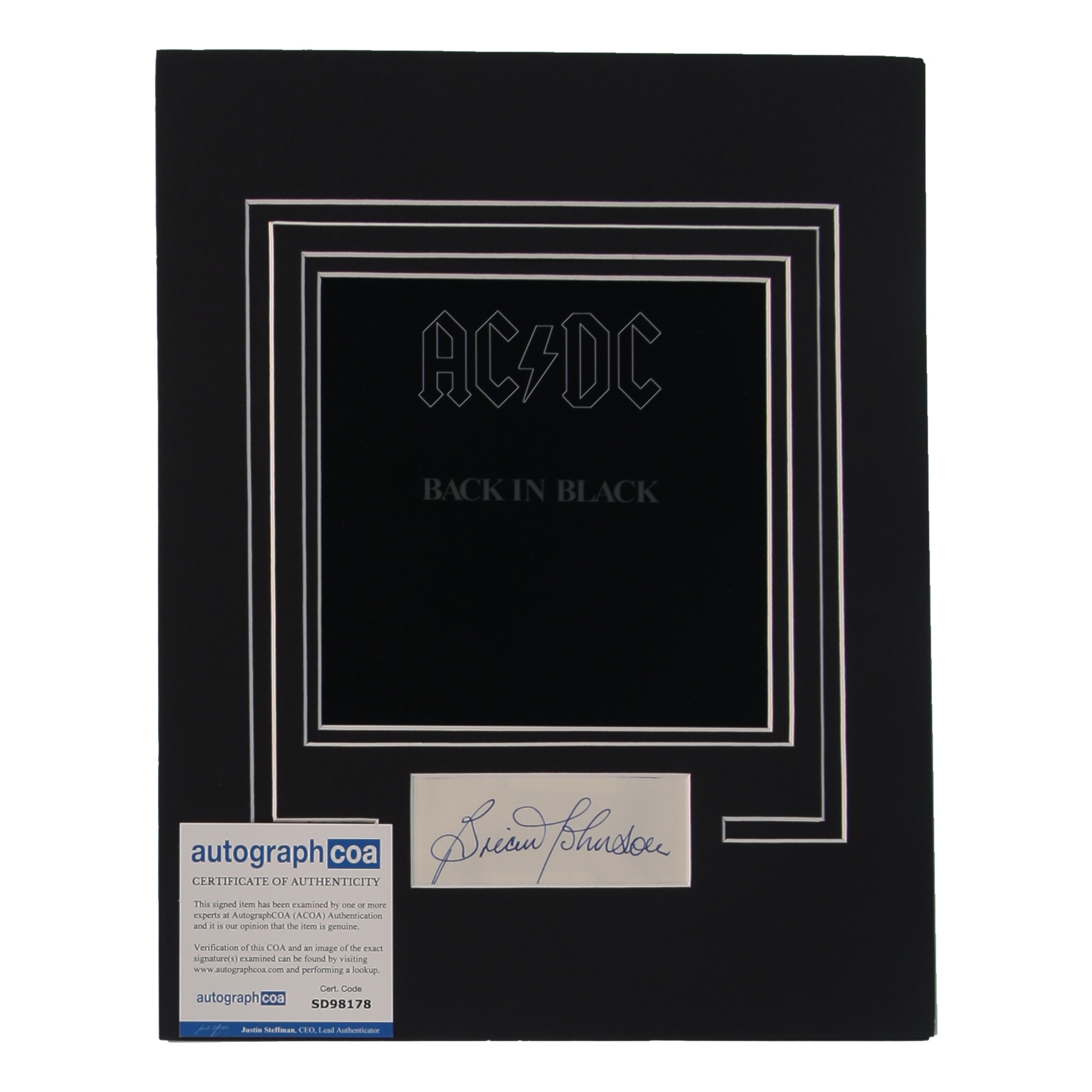Brian Johnson Signed Cut Lithograph Display with Photo (ACOA) at PristineAuction.com Brian Johnson Signed Cut Lithograph Display with Photo (ACOA) at PristineAuction.com