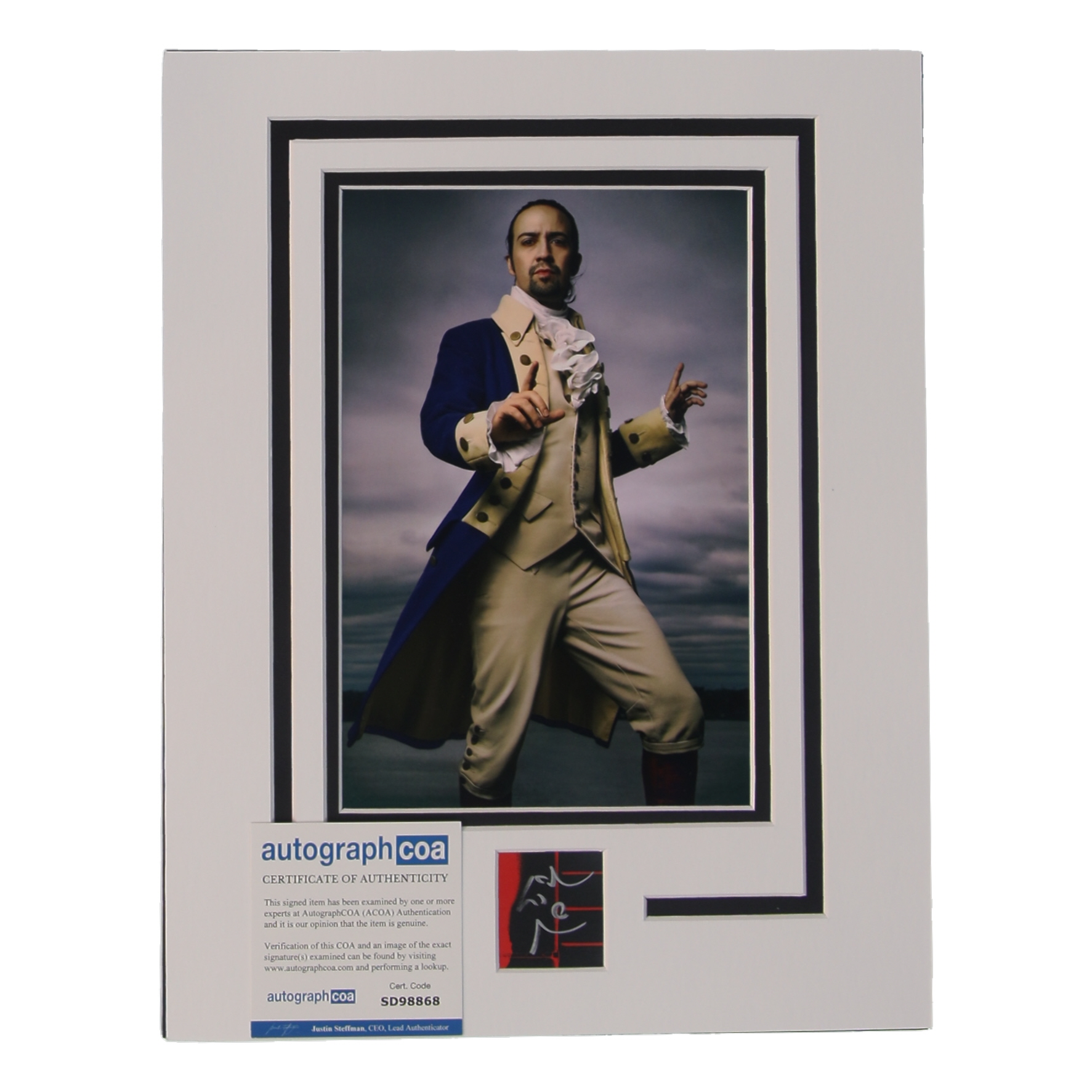 Lin-Manuel Miranda Signed "Hamilton" Custom Matted Cut Display (ACOA) at PristineAuction.com Lin-Manuel Miranda Signed "Hamilton" Custom Matted Cut Display (ACOA) at PristineAuction.com