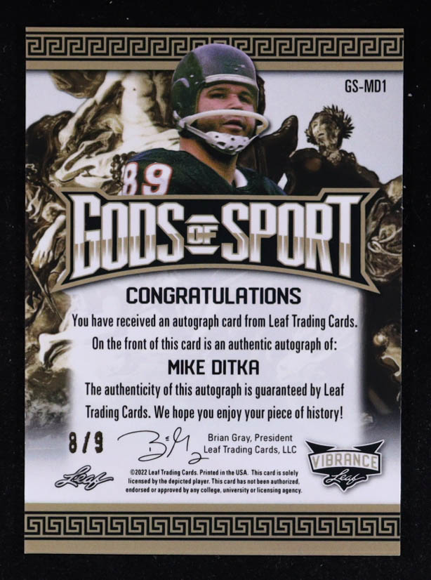 Mike Ditka 2022 Leaf Vibrance Gods of Sport Autographs Rainbow Orange #GSMD1 #8/9 at PristineAuction.com Mike Ditka 2022 Leaf Vibrance Gods of Sport Autographs Rainbow Orange #GSMD1 #8/9 at PristineAuction.com