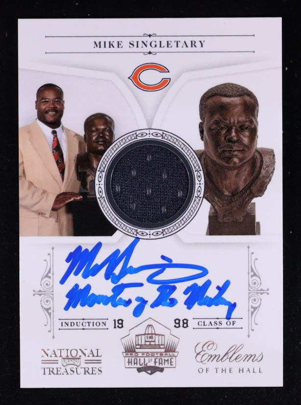 Mike Singletary 2011 Panini National Treasures emblems Of The Hall Autograph #4 at PristineAuction.com Mike Singletary 2011 Panini National Treasures emblems Of The Hall Autograph #4 at PristineAuction.com