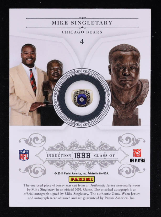 Mike Singletary 2011 Panini National Treasures emblems Of The Hall Autograph #4 at PristineAuction.com Mike Singletary 2011 Panini National Treasures emblems Of The Hall Autograph #4 at PristineAuction.com