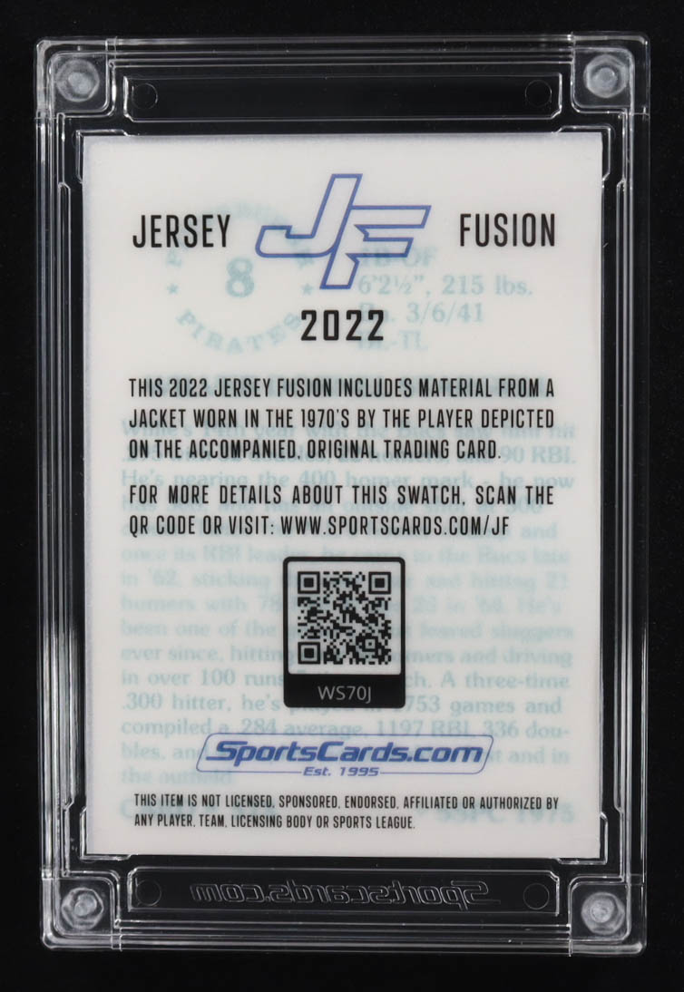 Willie Stargell 2022 Jersey Fusion Game-Used Swatch #WS70J at PristineAuction.com Willie Stargell 2022 Jersey Fusion Game-Used Swatch #WS70J at PristineAuction.com
