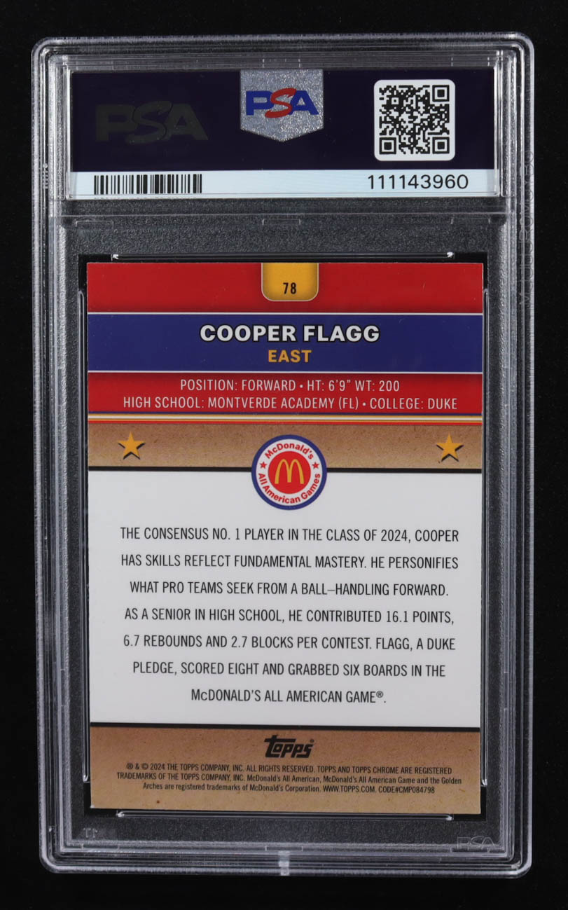 Cooper Flagg 2024 McDonald's Topps Chrome Raywave #78 RC (PSA 9) at PristineAuction.com Cooper Flagg 2024 McDonald's Topps Chrome Raywave #78 RC (PSA 9) at PristineAuction.com