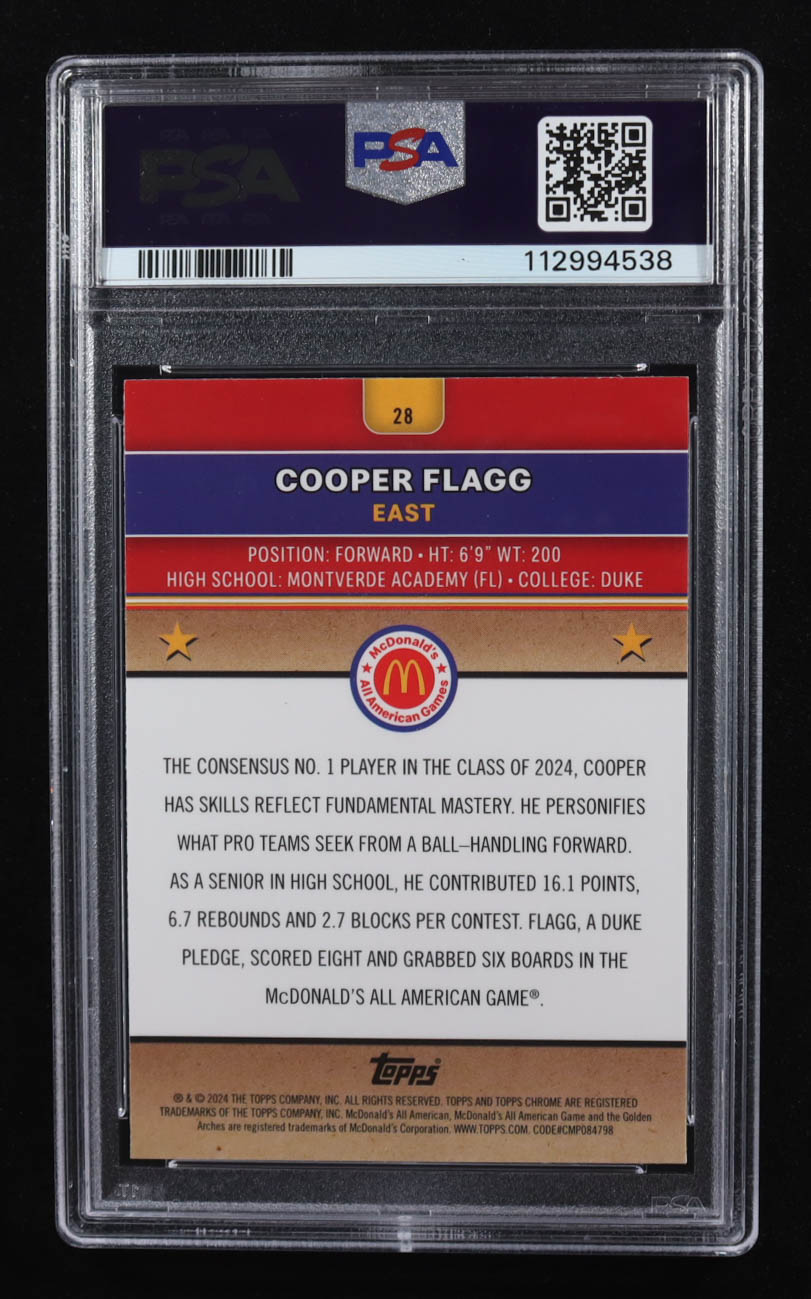 Cooper Flagg 2024 McDonald's Topps Chrome Raywave #28 RC (PSA 9) at PristineAuction.com Cooper Flagg 2024 McDonald's Topps Chrome Raywave #28 RC (PSA 9) at PristineAuction.com