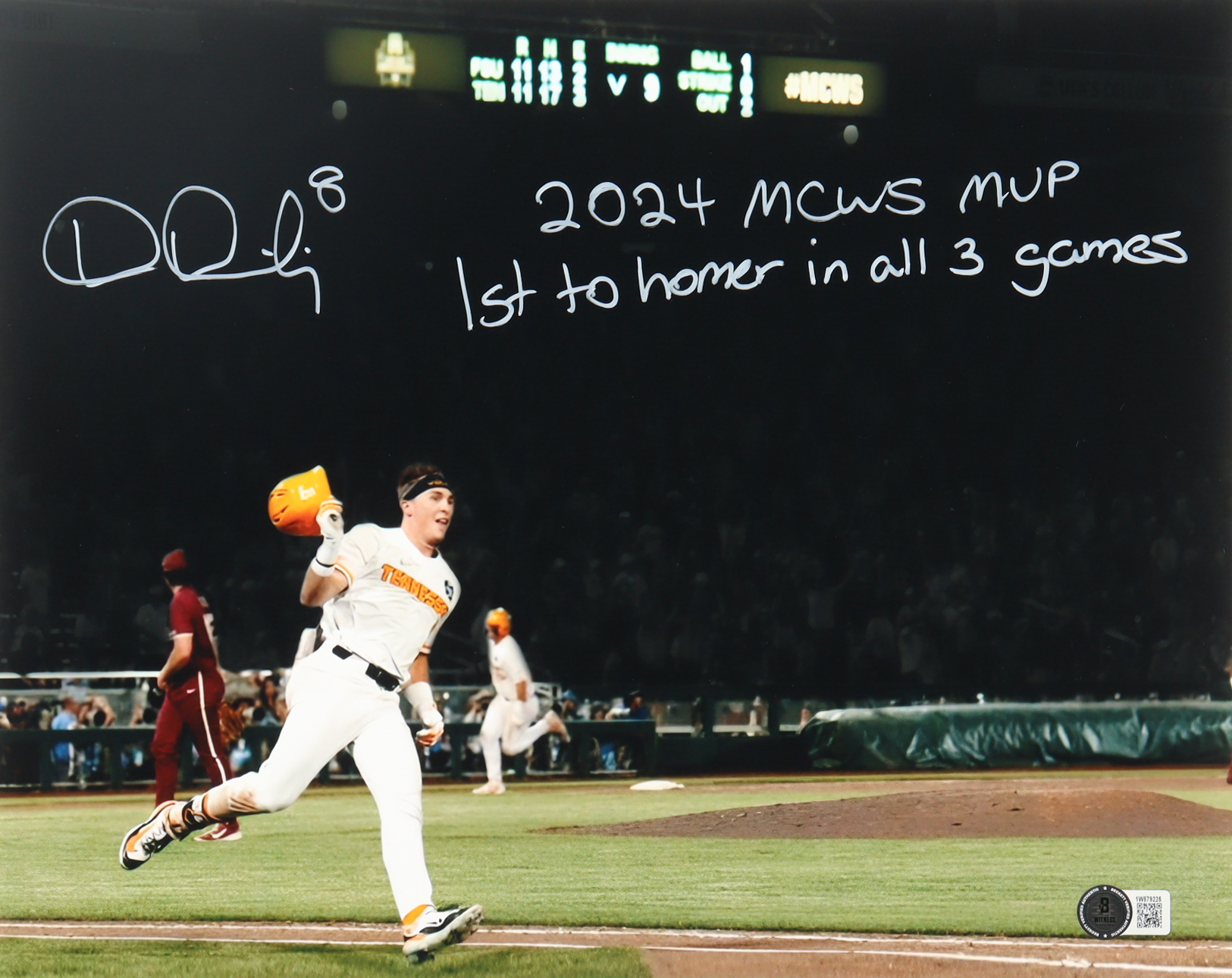 Dylan Dreiling Signed Tennessee Volunteers 11x14 Photo Inscribed "2024 MCWS MVP, 1st TO HOMER IN ALL 3 GAMES" (Beckett) at PristineAuction.com Dylan Dreiling Signed Tennessee Volunteers 11x14 Photo Inscribed "2024 MCWS MVP, 1st TO HOMER IN ALL 3 GAMES" (Beckett) at PristineAuction.com