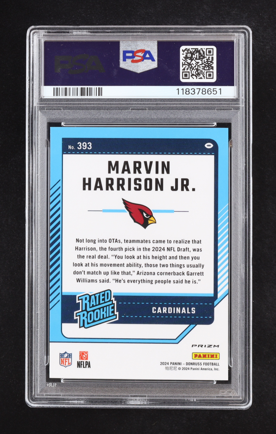 Marvin Harrison Jr. 2024 Donruss Optic Rated Rookies Preview Green Velocity #393 RC (PSA 10) at PristineAuction.com Marvin Harrison Jr. 2024 Donruss Optic Rated Rookies Preview Green Velocity #393 RC (PSA 10) at PristineAuction.com