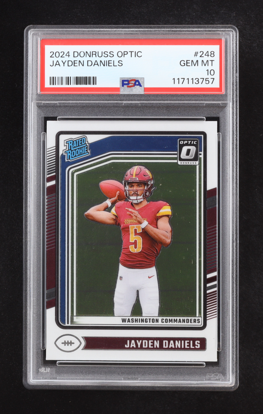 Jayden Daniels 2024 Donruss Optic #248 RC (PSA 10) at PristineAuction.com Jayden Daniels 2024 Donruss Optic #248 RC (PSA 10) at PristineAuction.com