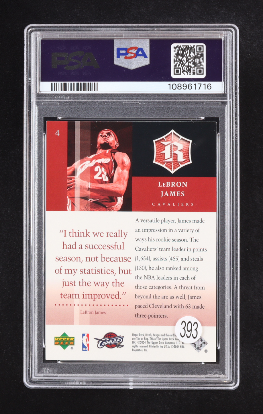 LeBron James 2004-05 Upper Deck Rivals Box Set #4 (PSA 9) at PristineAuction.com LeBron James 2004-05 Upper Deck Rivals Box Set #4 (PSA 9) at PristineAuction.com