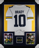 Tom Brady Signed Michigan Wolverines Custom Framed Jordan Authentic Jersey with Suede Matting (Fanatics) at PristineAuction.com