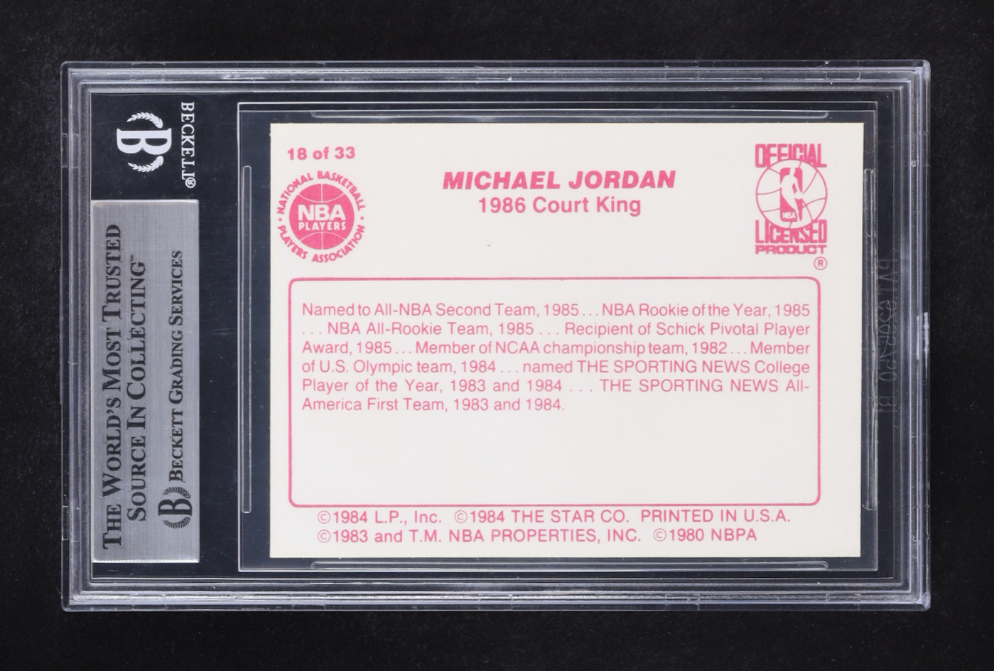 Michael Jordan 1986 Star Court Kings #18 RC (BGS 8.5) at PristineAuction.com Michael Jordan 1986 Star Court Kings #18 RC (BGS 8.5) at PristineAuction.com