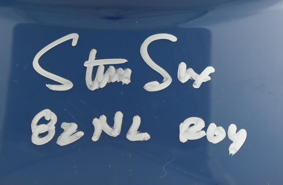 Steve Sax Signed Dodgers Full-Size Batting Helmet Inscribed "82 NL ROY" (Schwartz) at PristineAuction.com Steve Sax Signed Dodgers Full-Size Batting Helmet Inscribed "82 NL ROY" (Schwartz) at PristineAuction.com