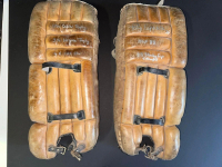 Tony Esposito Signed Vintage Goalie Leg Pads with (5) Career Inscriptions (JSA) at PristineAuction.com