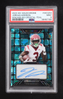 Jordan Addison 2023 Wild Card Wild Chrome Autograph Glass Teal Crystal #WCG54 #4/8 RC (PSA 9) at PristineAuction.com