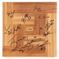 2023-24 LSU Lady Tigers National Champions Wood Floorboard Piece Signed by (11) with Angel Reese, Falu'jae Johnson, LaDazhia Williams, Alexis Morris (Beckett) at PristineAuction.com