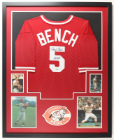 Johnny Bench Signed Reds Custom Framed Jersey Display (Fanatics) at PristineAuction.com