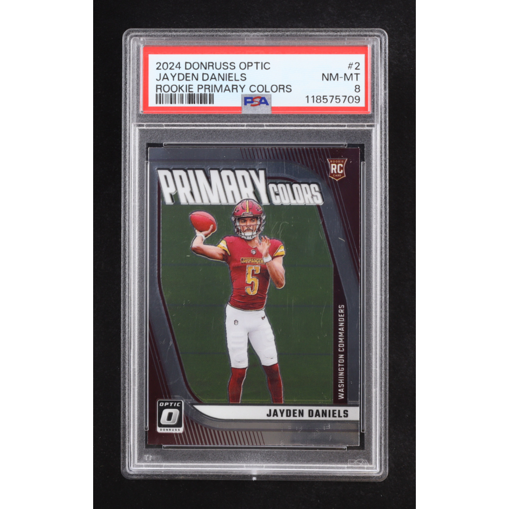 Jayden Daniels 2024 Panini Donruss Optic Rookie Primary Colors #2 RC (PSA 8) at PristineAuction.com