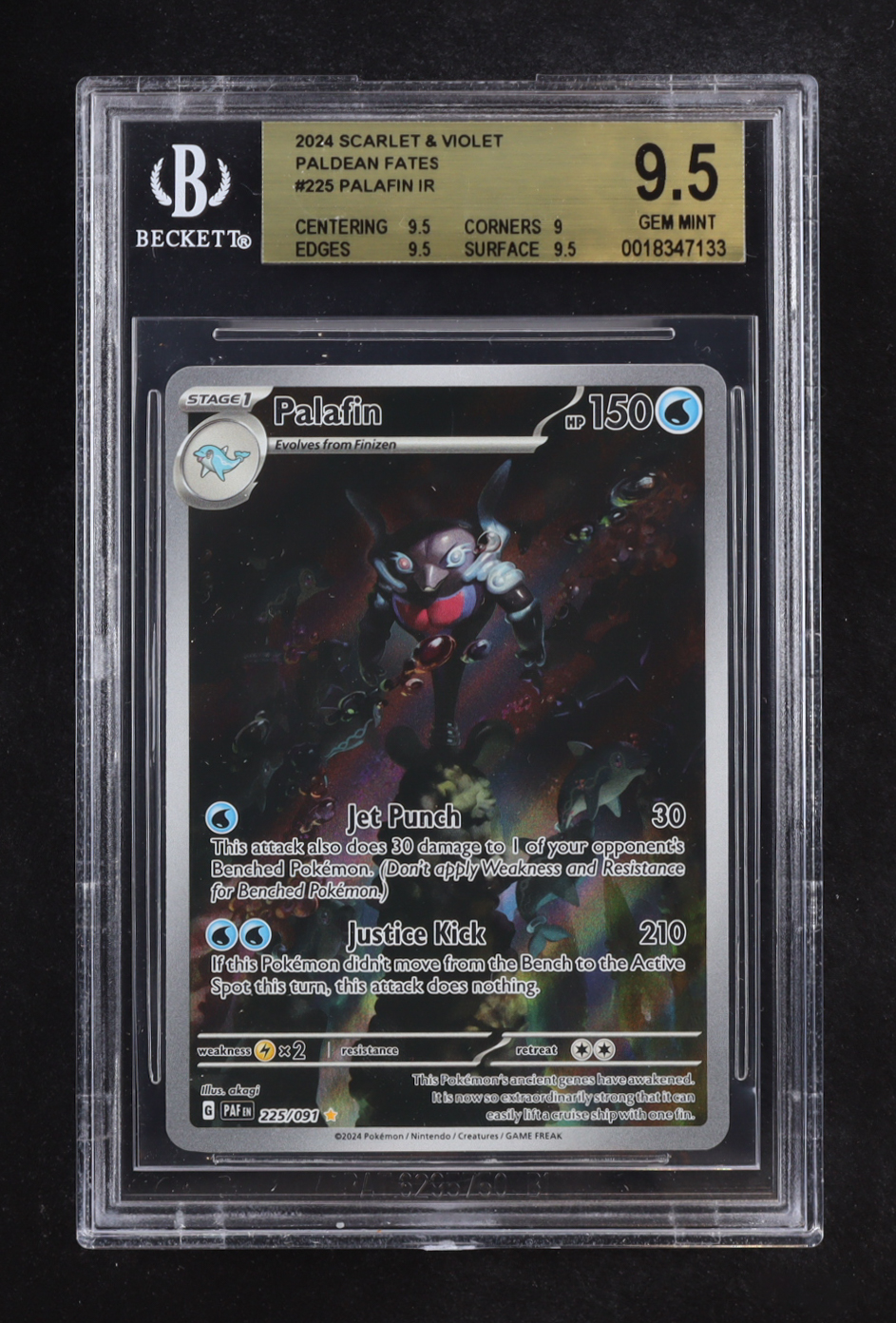 Palafin 2024 Pokemon Paldean Fates #225 Holo (BGS 9.5) at PristineAuction.com Palafin 2024 Pokemon Paldean Fates #225 Holo (BGS 9.5) at PristineAuction.com