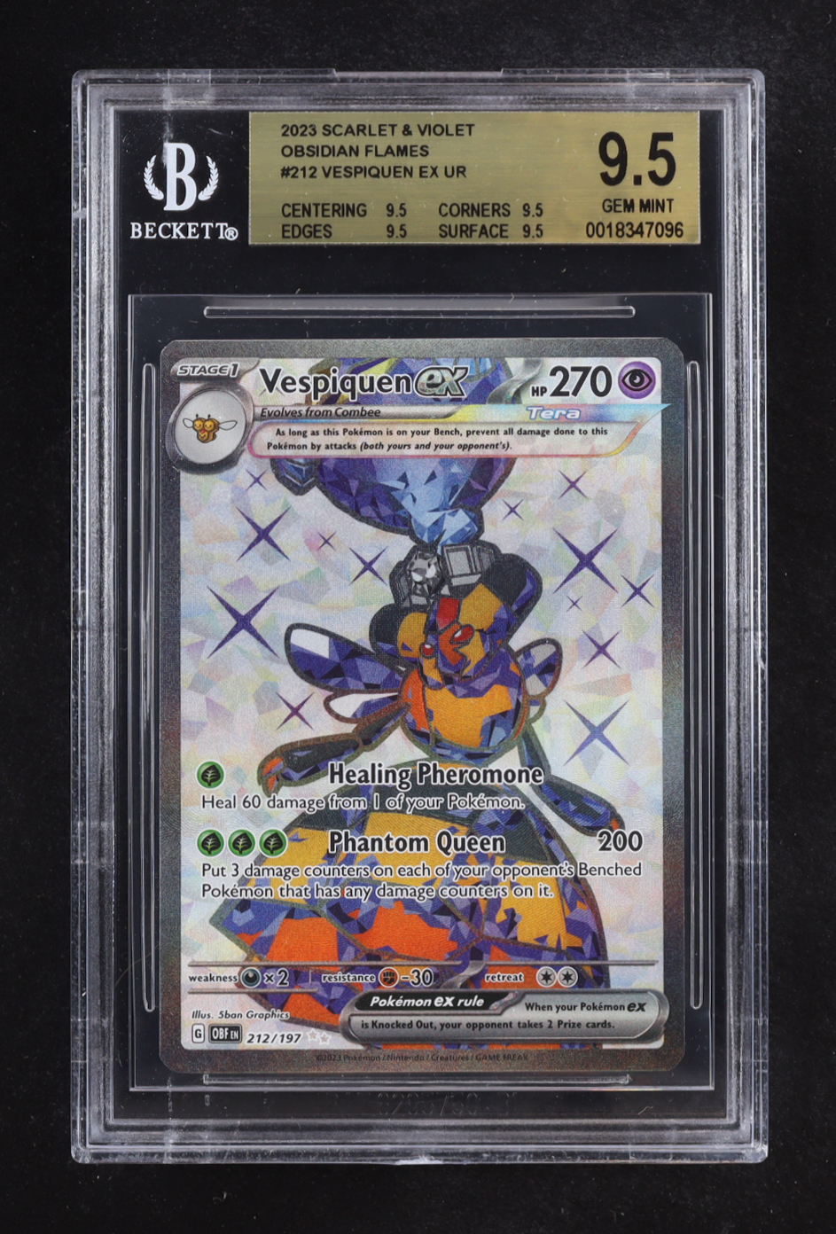Vespiquen ex 2023 Pokemon Obsidian Flames #212 Holo (BGS 9.5) at PristineAuction.com Vespiquen ex 2023 Pokemon Obsidian Flames #212 Holo (BGS 9.5) at PristineAuction.com