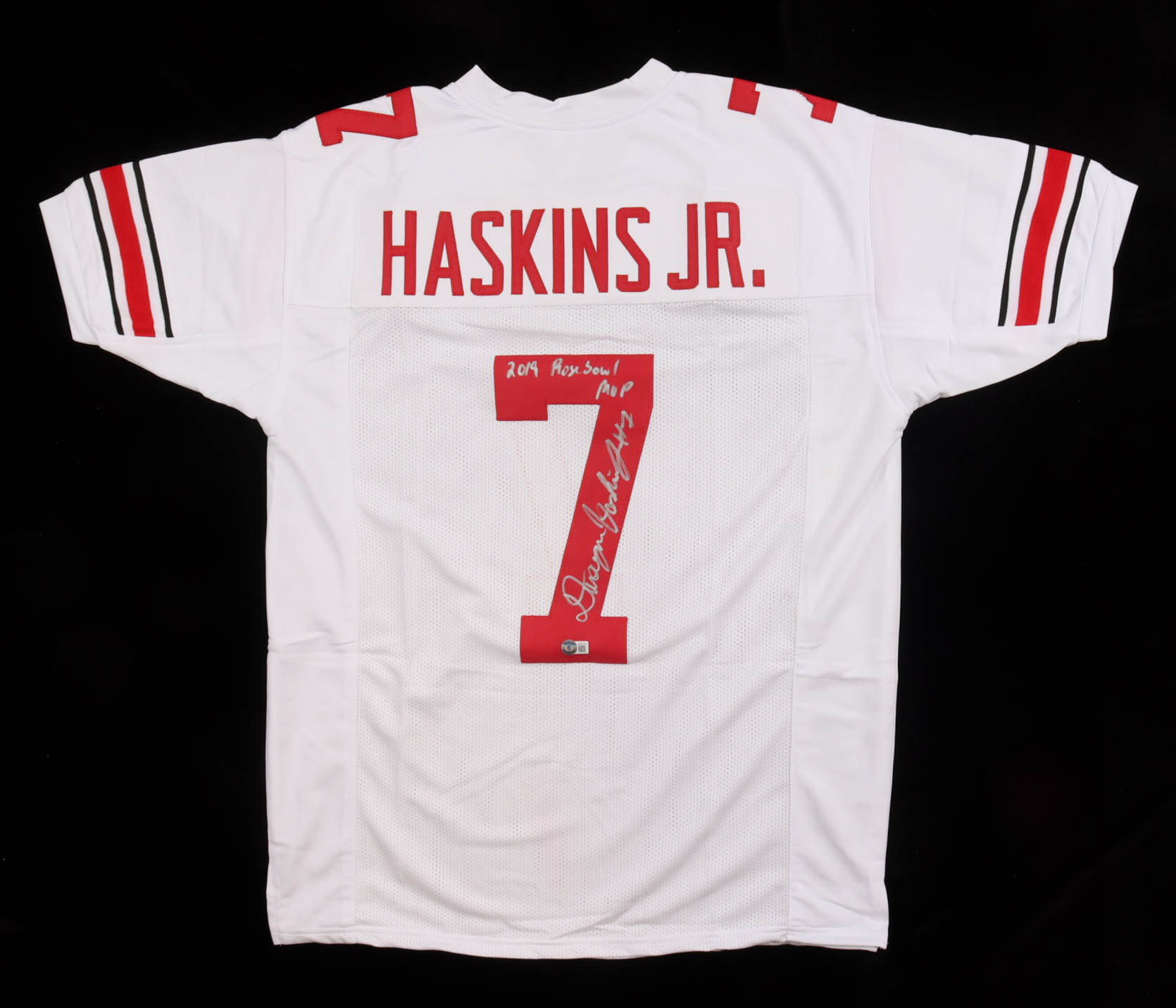 Dwayne Haskins Jr. Signed Jersey Inscribed "2019 Rose Bowl MVP" (Beckett) at PristineAuction.com Dwayne Haskins Jr. Signed Jersey Inscribed "2019 Rose Bowl MVP" (Beckett) at PristineAuction.com
