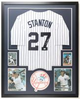 Giancarlo Stanton Signed Yankees Custom Framed Jersey Display (JSA) at PristineAuction.com