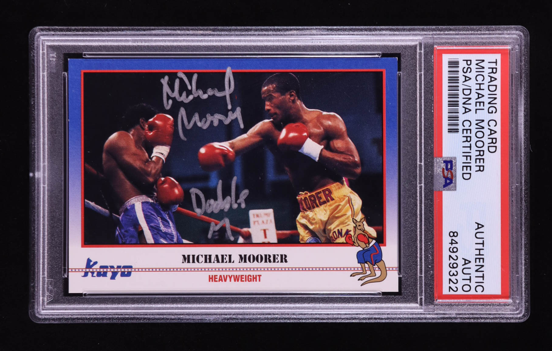Michael Moorer Signed 1991 Kayo #207 "Double M" (PSA Authentic) at PristineAuction.com Michael Moorer Signed 1991 Kayo #207 "Double M" (PSA Authentic) at PristineAuction.com
