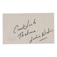 Leslie Nielsen Signed 3x5 Cut Inscribed "Good Luck" (ACOA) at PristineAuction.com