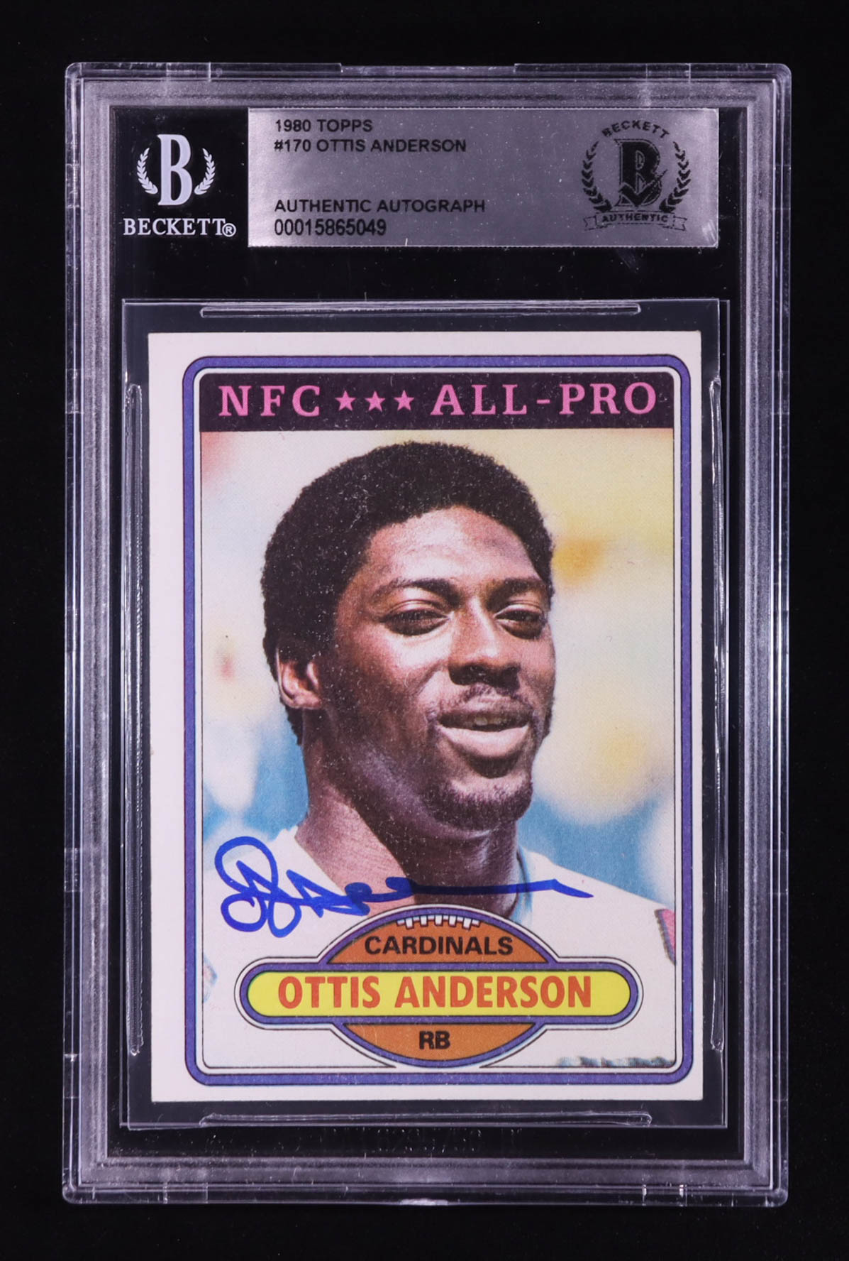Ottis Anderson Signed 1980 Topps #170 RC (BGS) at PristineAuction.com Ottis Anderson Signed 1980 Topps #170 RC (BGS) at PristineAuction.com