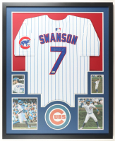Dansby Swanson Signed Cubs Custom Framed Jersey Display (Beckett) at PristineAuction.com