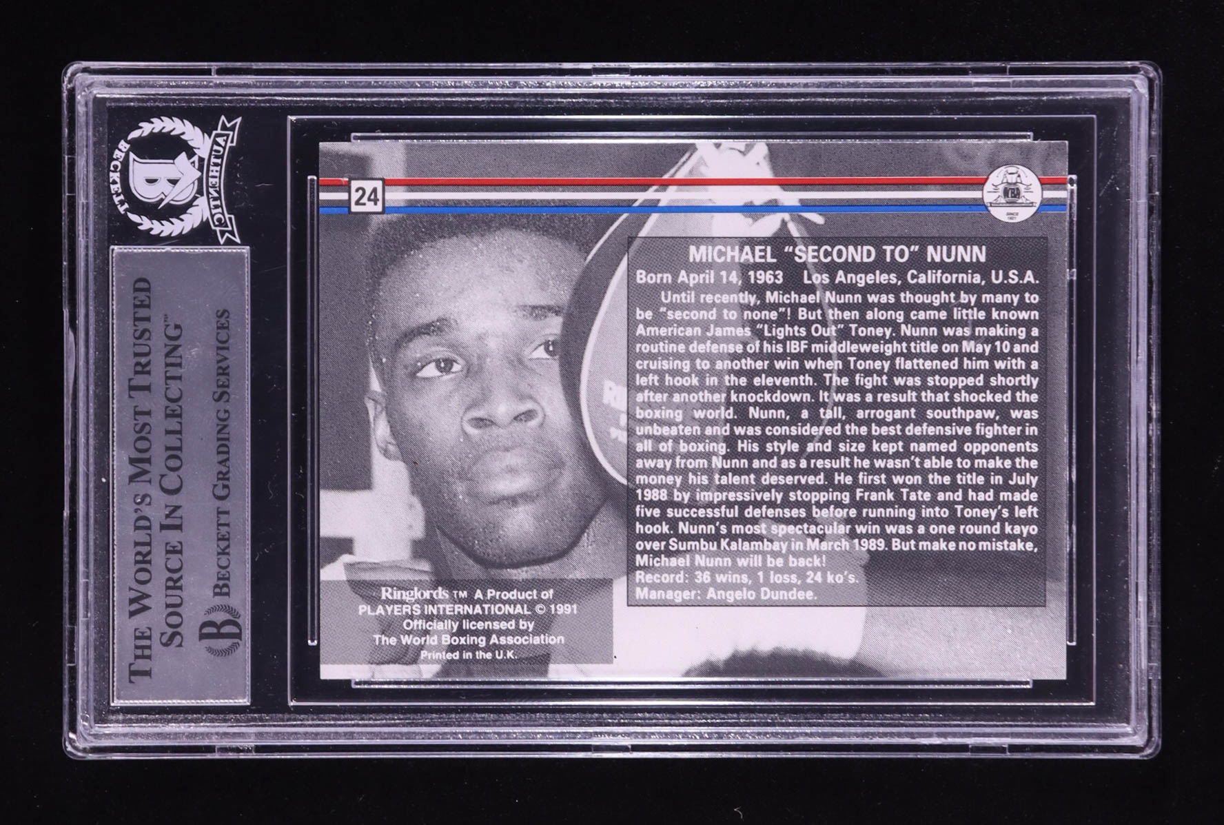 Michael Nunn Signed 1991 Ringlords #24 (BGS) at PristineAuction.com Michael Nunn Signed 1991 Ringlords #24 (BGS) at PristineAuction.com