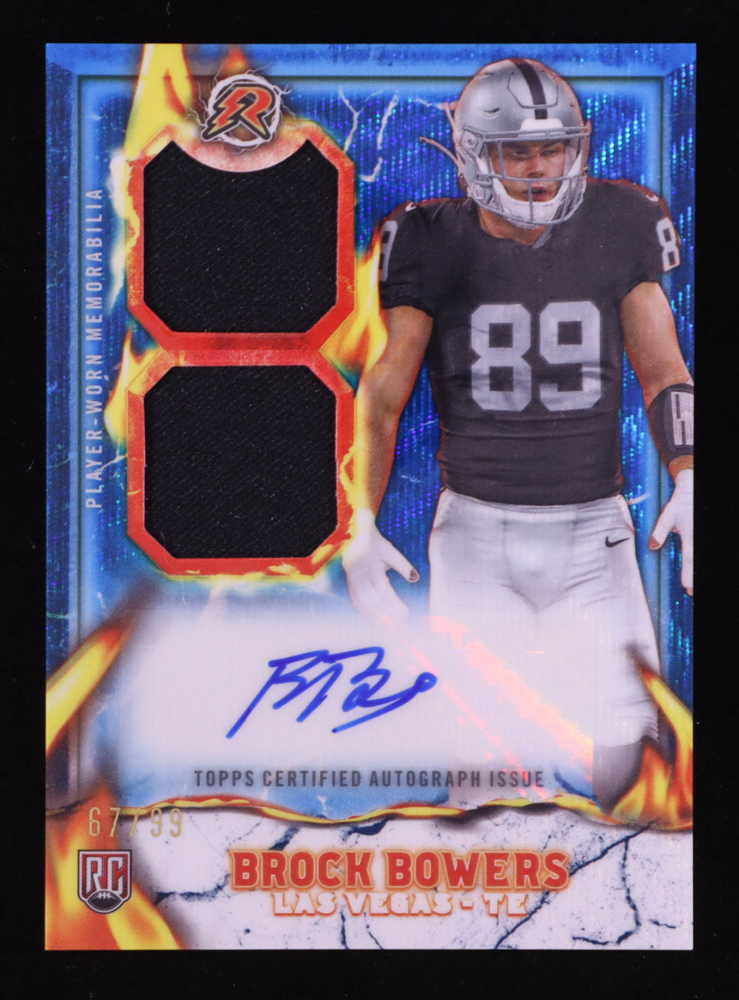 Brock Bowers 2024 Topps Resurgence Ignite Rookie Patch Autographs Blue Surge #IPABB RC #67/99