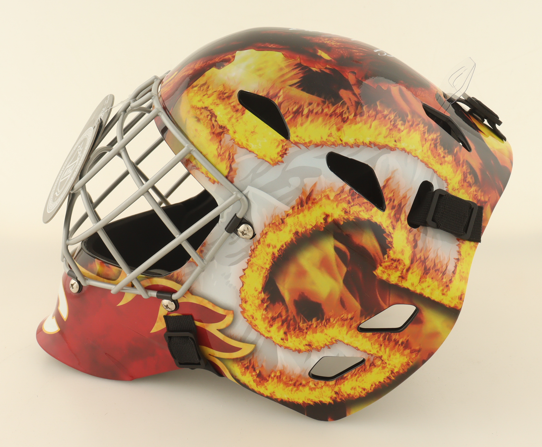 Mike Vernon Signed Flames Full-Size Goalie Mask Inscribed "HOF 2023" (Schwartz) at PristineAuction.com Mike Vernon Signed Flames Full-Size Goalie Mask Inscribed "HOF 2023" (Schwartz) at PristineAuction.com