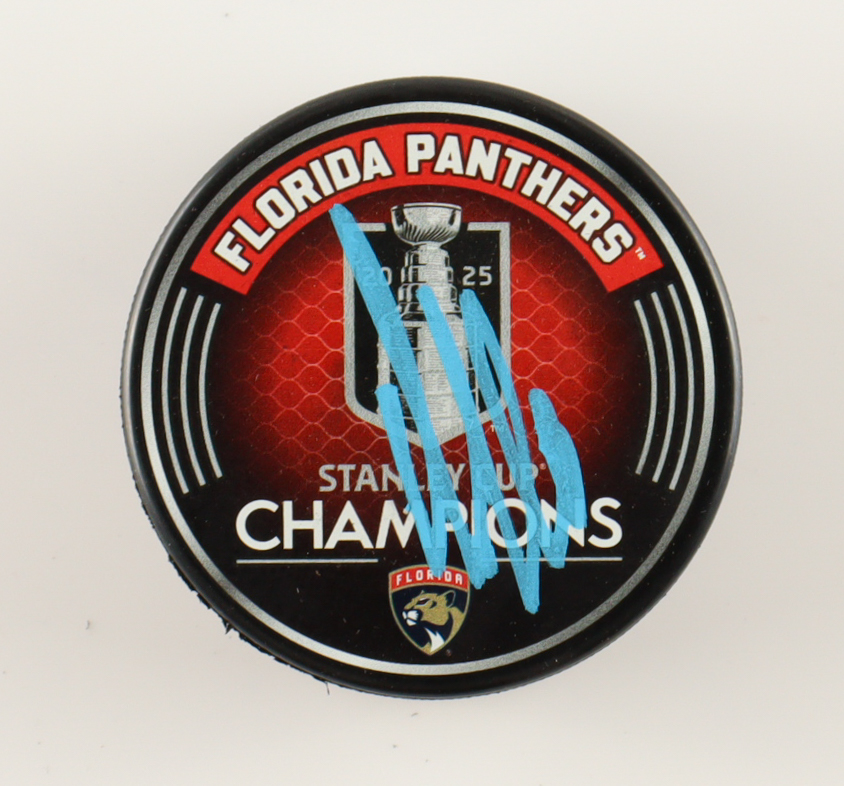 Aleksander Barkov Signed Panthers 2025 Stanley Cup Champions Logo Hockey Puck (Beckett) at PristineAuction.com Aleksander Barkov Signed Panthers 2025 Stanley Cup Champions Logo Hockey Puck (Beckett) at PristineAuction.com