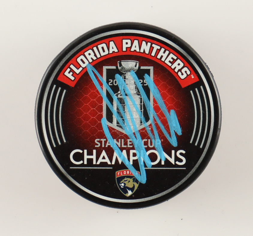 Aleksander Barkov Signed Panthers 2025 Stanley Cup Champions Logo Hockey Puck (Beckett) at PristineAuction.com Aleksander Barkov Signed Panthers 2025 Stanley Cup Champions Logo Hockey Puck (Beckett) at PristineAuction.com