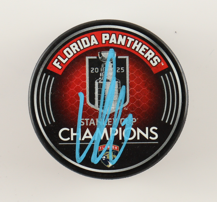 Aleksander Barkov Signed Panthers 2025 Stanley Cup Champions Logo Hockey Puck (Beckett) at PristineAuction.com Aleksander Barkov Signed Panthers 2025 Stanley Cup Champions Logo Hockey Puck (Beckett) at PristineAuction.com